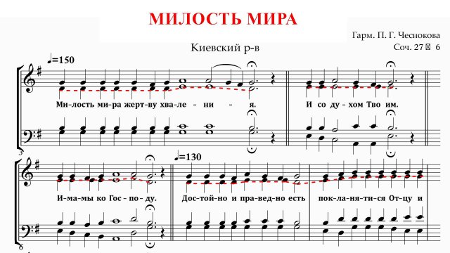 МИЛОСТЬ МИРА ✨ КИЕВСКИЙ РАСПЕВ, гарм.П.Г.ЧЕСНОКОВ СОЧ.27 №6 - Альтовая партия