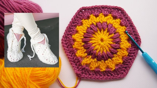 Мотивы крючком. Шестиугольник крючком. Вязание для начинающих Урок 166 crochet motif