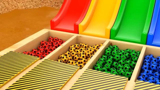 Цветные мячики и машинки игрушки учим цвета транспорт горки видео для детей мультики для малышей