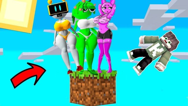 ЗАСТРЯЛ НА 1 БЛОКЕ СО ВСЕМИ ДЕВУШКАМИ СПРУНКИ В МАЙНКРАФТ