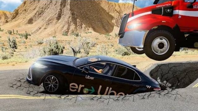 BeamNG Drive-Автокатастрофа в выбоине