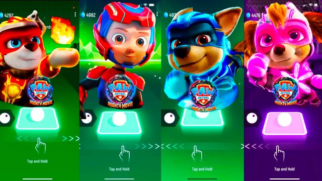 Мультики для Детей Щенячий Патруль Tiles Hop - Маршалл, Райдер, Гончик, Скай