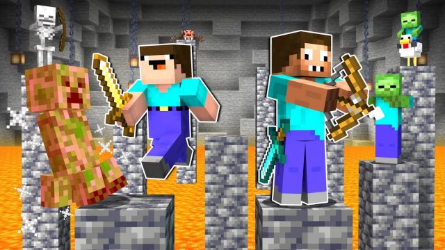 НУБ И ПРО ПАРКУРЯТ С МОНСТРАМИ В МАЙНКРАФТ ! НУБИК ПРОХОДИТ ПАРКУР ТРОЛЛИНГ В MINECRAFT