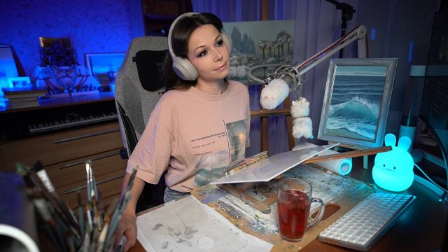 КАРТИНА МАСЛОМ НА СТРИМЕ #ламповыйстрим #девушкастримит  #живопись #картина #рисование