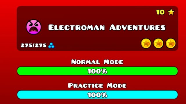 Electroman Adventures с тремя монетами в геометрия даш