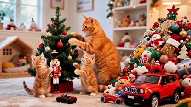 Котики готовятся к зимним праздникам