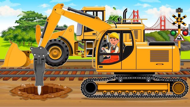 МУЛЬТИК МАШИНКИ ВИДЕО ПРО МАШИНКИ СТРОИТЕЛЬНАЯ ТЕХНИКА РЕМОНТ ПУТЕЙ ЦВЕТНЫЕ МАШИНКИ ИГРУШКИ МАШИНКИ