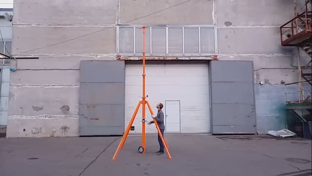 Развертывание телескопической мачты с лебедкой