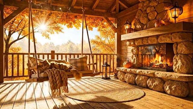 Осенняя веранда у камина / Уютная осенняя атмосфера у камина / Расслабляющая музыка