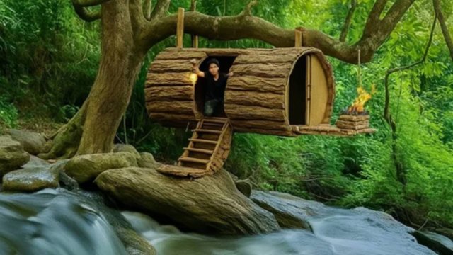 Строю скрытое убежище в лесу, на большом дереве. Бушкрафт