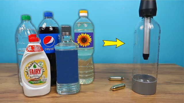 Что если газировать Чай, Фери, Подсолнечное масло, Уксус ?