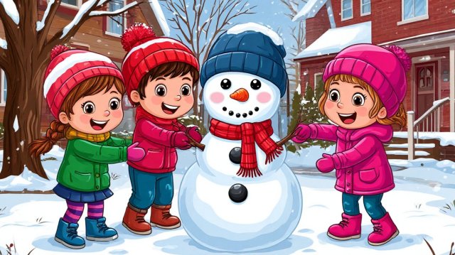 Новогодняя музыкальная игра для дошкольников "Лепим мы снеговика" А. Веселовой