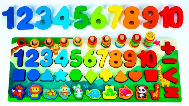 Видео для Малышей - Учим Цифры от 1 до 10, Названия Животных и Фигур на Английском Языке!