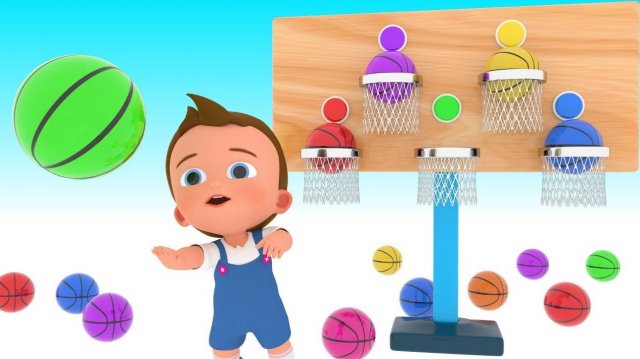 Basketball Game Play by Little Baby to Learn Colors for Children - 3D Kids Games Learning Video