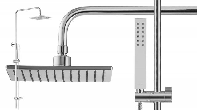Распаковка семейного душа с верхним подключением и квадратным верхним душем Swedbe Calypso 5066