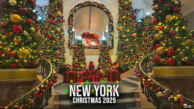 Прогулка по рождественскому Нью-Йорку. Рокфеллер-центр. Украшеный отель 5th Avenue Peninsula. США