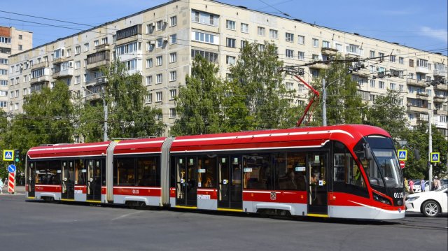 Трамваи Витязь-М на маршруте №60 завод «Северная верфь»-ЛЭМЗ