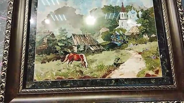 Картина из самоцветов Флорентийская мозаика.