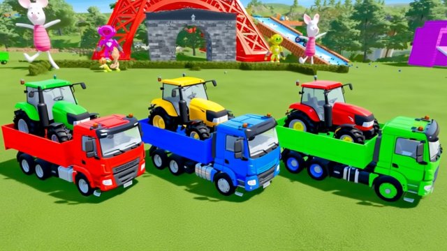 Разноцветные Трактора и Грузовики для Детей! Мультики про Машинки и Самосвалы! Катаемся Развиваемся
