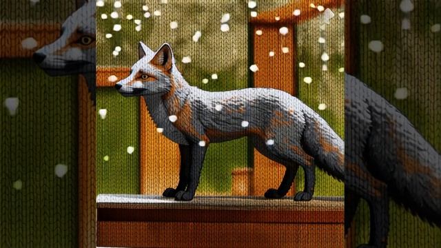 Лиса со снегом