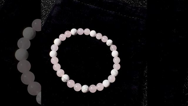 Браслет из натурального розового кварца и магнезита