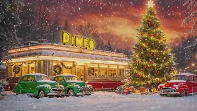 Рождественская кофейня 1950-х годов, Классические Рождественские песни, Винтажная атмосфера