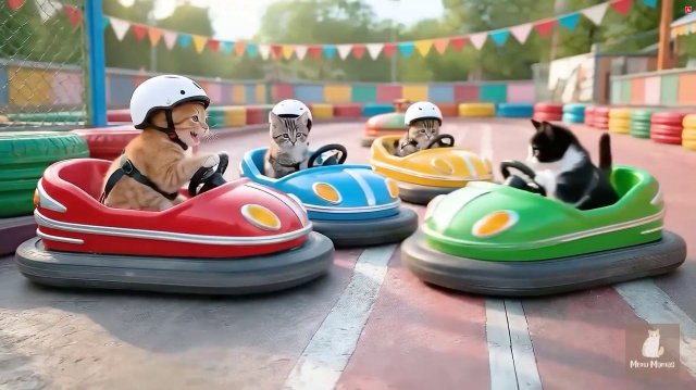 Как котики на машинках катались