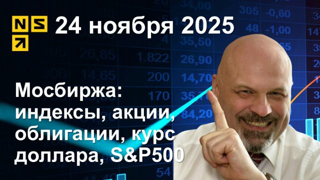 24.11.2025 Мосбиржа индексы, акции, облигации, курс доллара, S&P500. Обзор рынка (сокращенный)