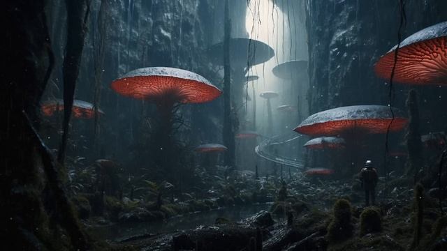 Научно-фантастический пейзаж с атмосферной музыкой для медитации и релаксации.