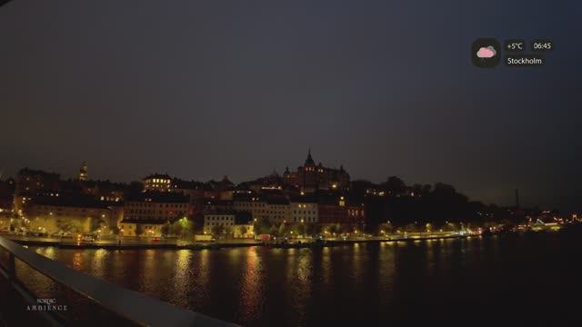 Ранняя утренняя прогулка по Стокгольму. Прогулка под легким дождем.