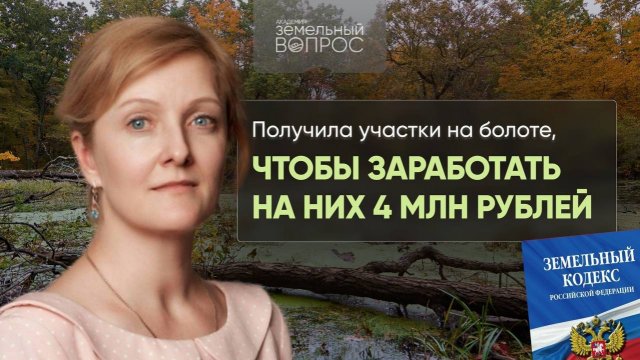 Получила участки на болоте, чтобы заработать 4 млн рублей