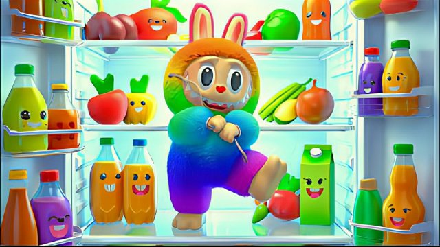 Лабубу съел все в холодильнике и устроил вечеринку. Танцевальный мир Лабубу