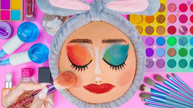 Волшебный блестящий макияж на арбузе, ASMR Макияж с прятными звуками