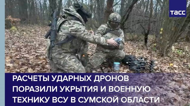 Расчеты ударных дронов поразили укрытия и военную технику ВСУ в Сумской области