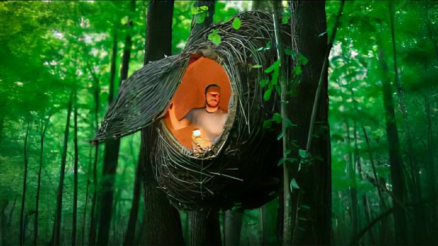 Строю уникальный домик в виде улья из веток и глины. Бушкрафт