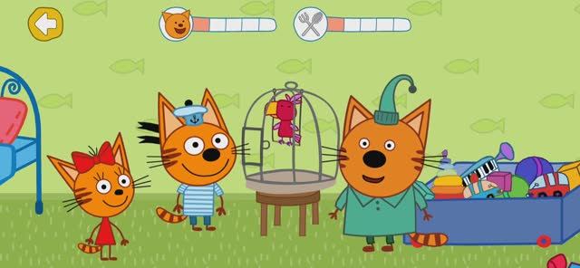 Три Кота Мультфильм Игра Котиков с игрушкой мурлыкой.