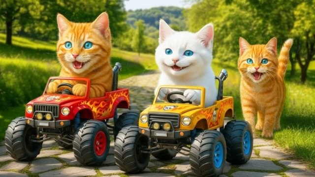 Мультики для детей, котики в лесу спасают жирафа, мультфильм/мультик