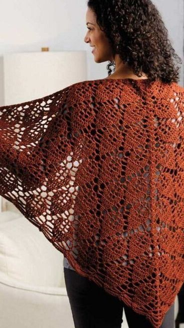 МК Узор для шали крючком _Листья_