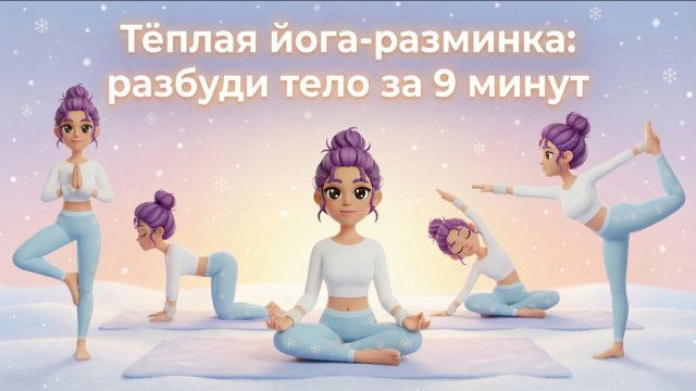 Тёплая йога-разминка за 9 минут / Утренняя йога для энергии и лёгкого пробуждения