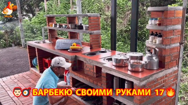 Зона барбекю своими руками из кирпича для дачи и сада 🧱🍳🙋♂️ Пошагово вариант (17)