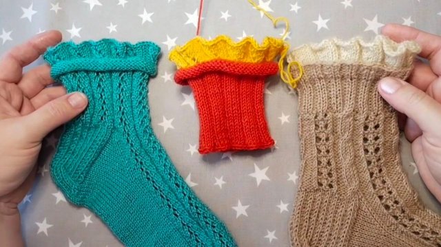 Рюша с барашком для вязания носочков / простые узоры схема.