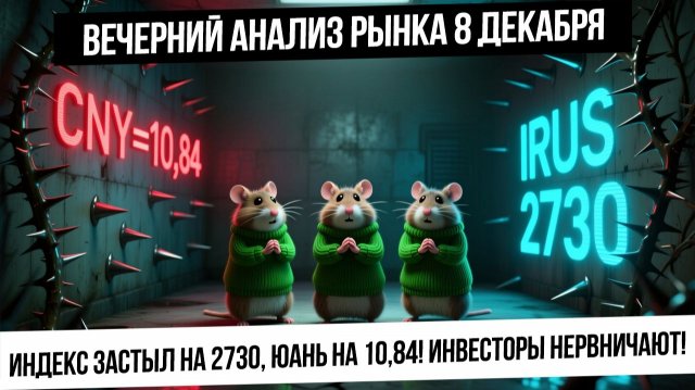 Вечерний анализ рынка 8 декабря. Индекс не смог пробить 2730! А юань-рубль 10,84! Инвесторы боятся!
