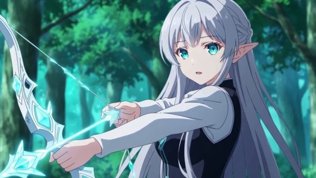 Аниме-изображение девушки-эльфийки с луком