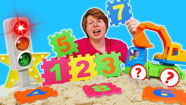 Моя песочница: учим цифры! Видео для малышей про игрушки и машинки
