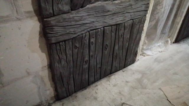 Арт бетон. Имитация деревянных балок.