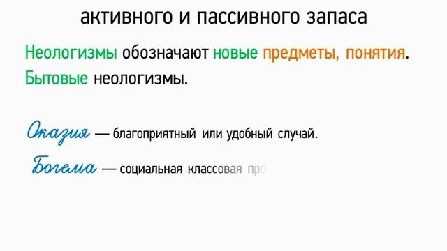 Лексика русского языка с точки зрения активного и пассивного запаса (5 класс, видеоурок-презентация)