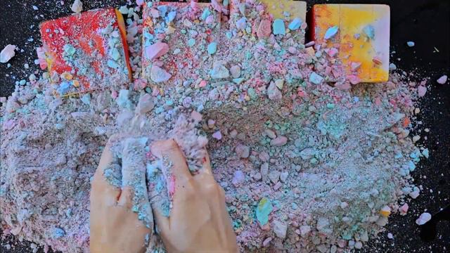 Crunchy Dyed Gym Chalk with Rainbow Surprise | Chalk ASMR