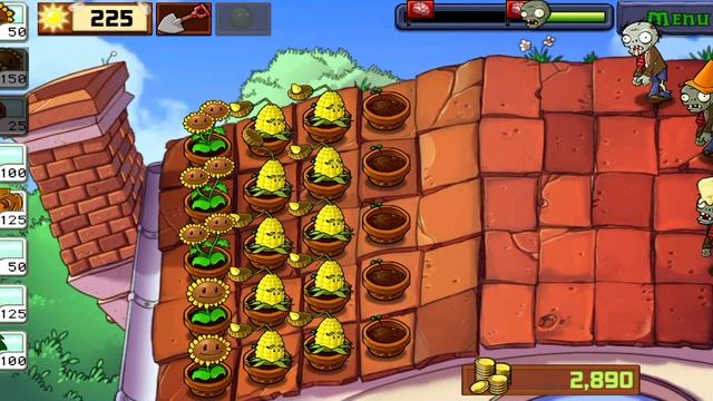 Plants vs zombies - Roof Level 8, прохождение
