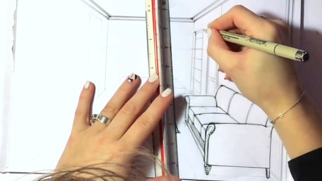 Рисуем спальню - гостиную в стиле шале - графика