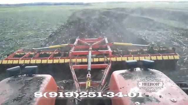 Работа бороны дисковой КОРТЕС БДМ 8х2 ВСКПР с трактором Бюллер 375